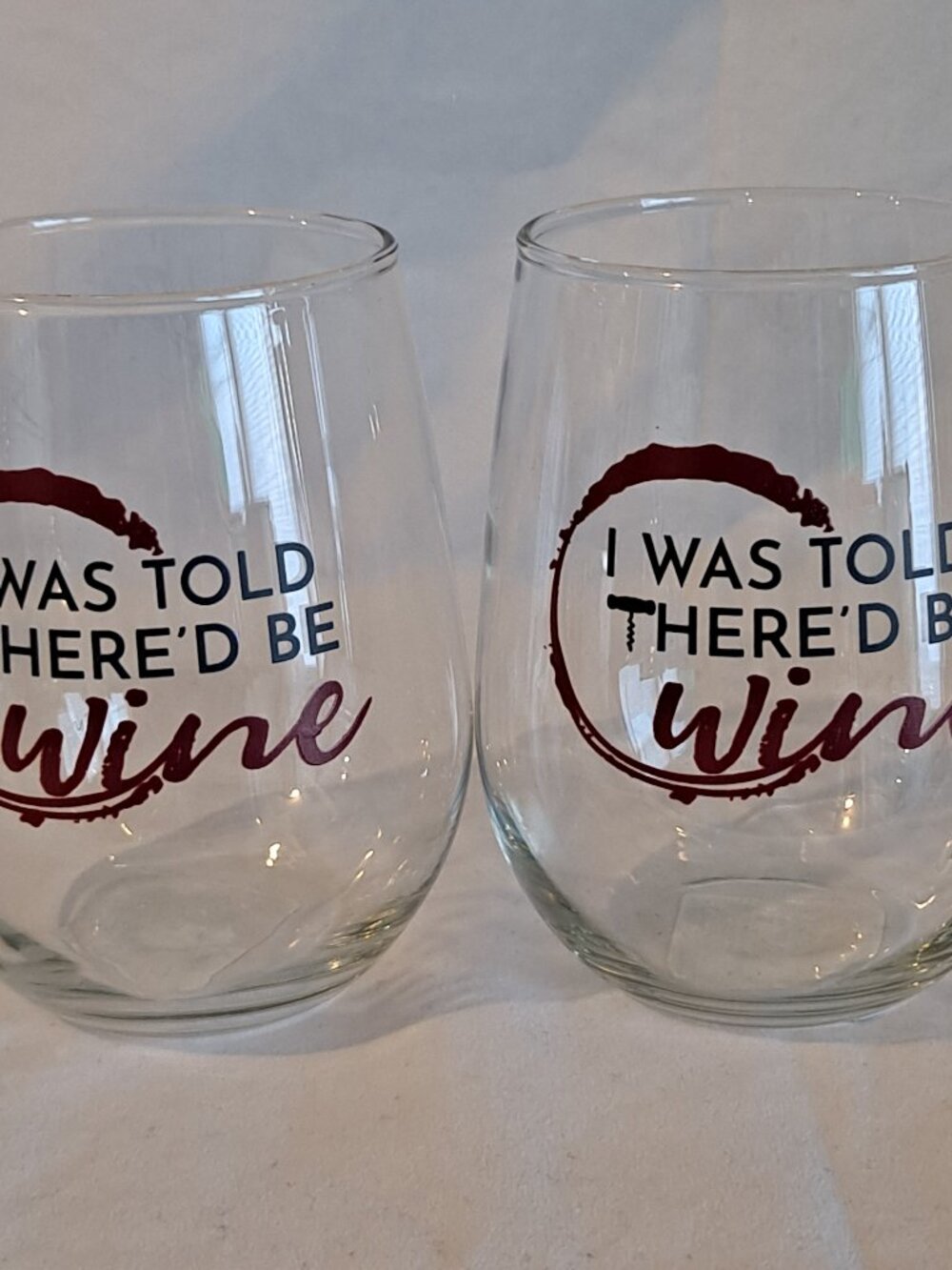 Set 2 New 'I Was Told There'd Be Wine' Stemless WINE GLASSES 17 Oz Cocktail
